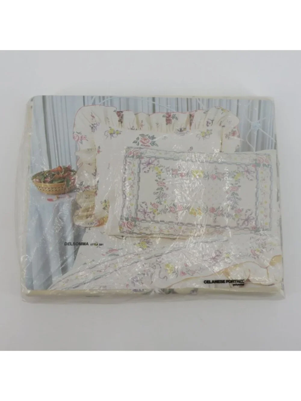 NEW Vintage Cannon TWIN Flat Top Sheet Floral Flower Bow Featherlite No Iron
